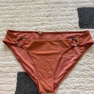 aerie Rust Orange Bikini Bottoms with Side Ring Details